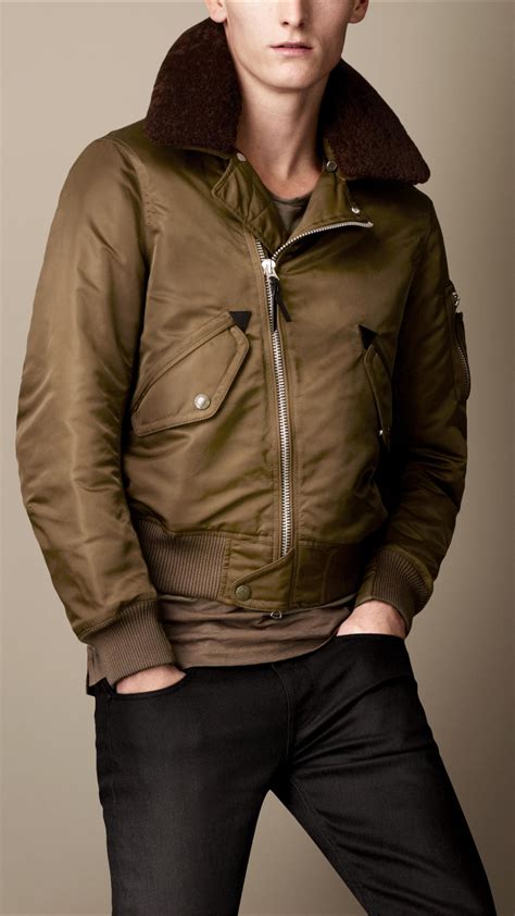 mens burberry jacket brown colour|burberry nylon bomber jacket.